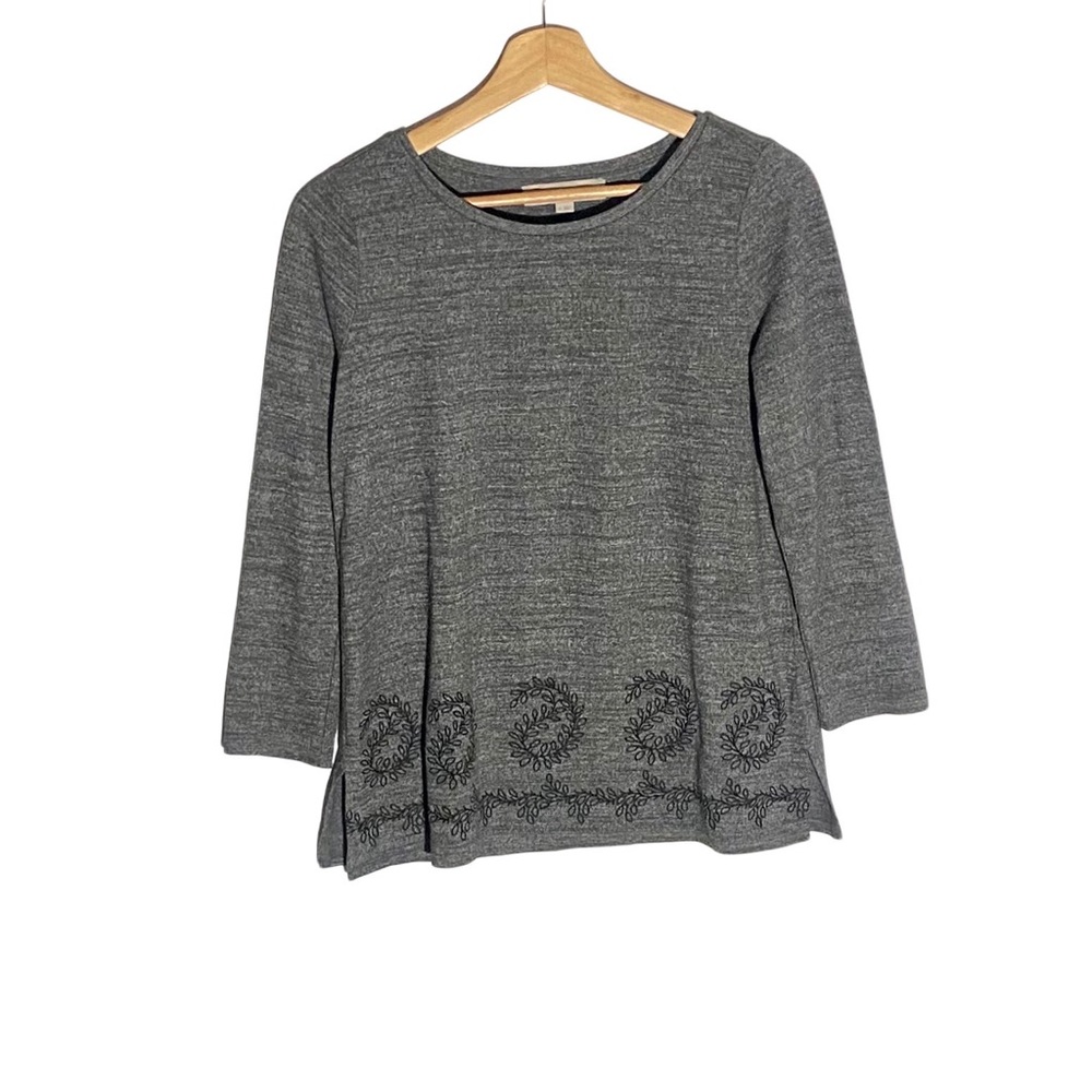 Loft 3/4 Sleeve Paisley Embroidered Knit Top